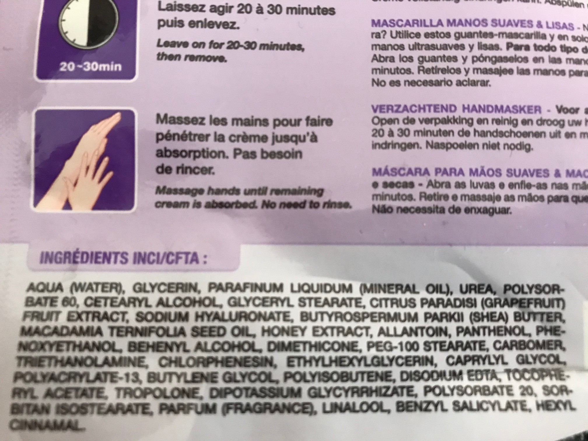 qiriness hand mask ingredienten