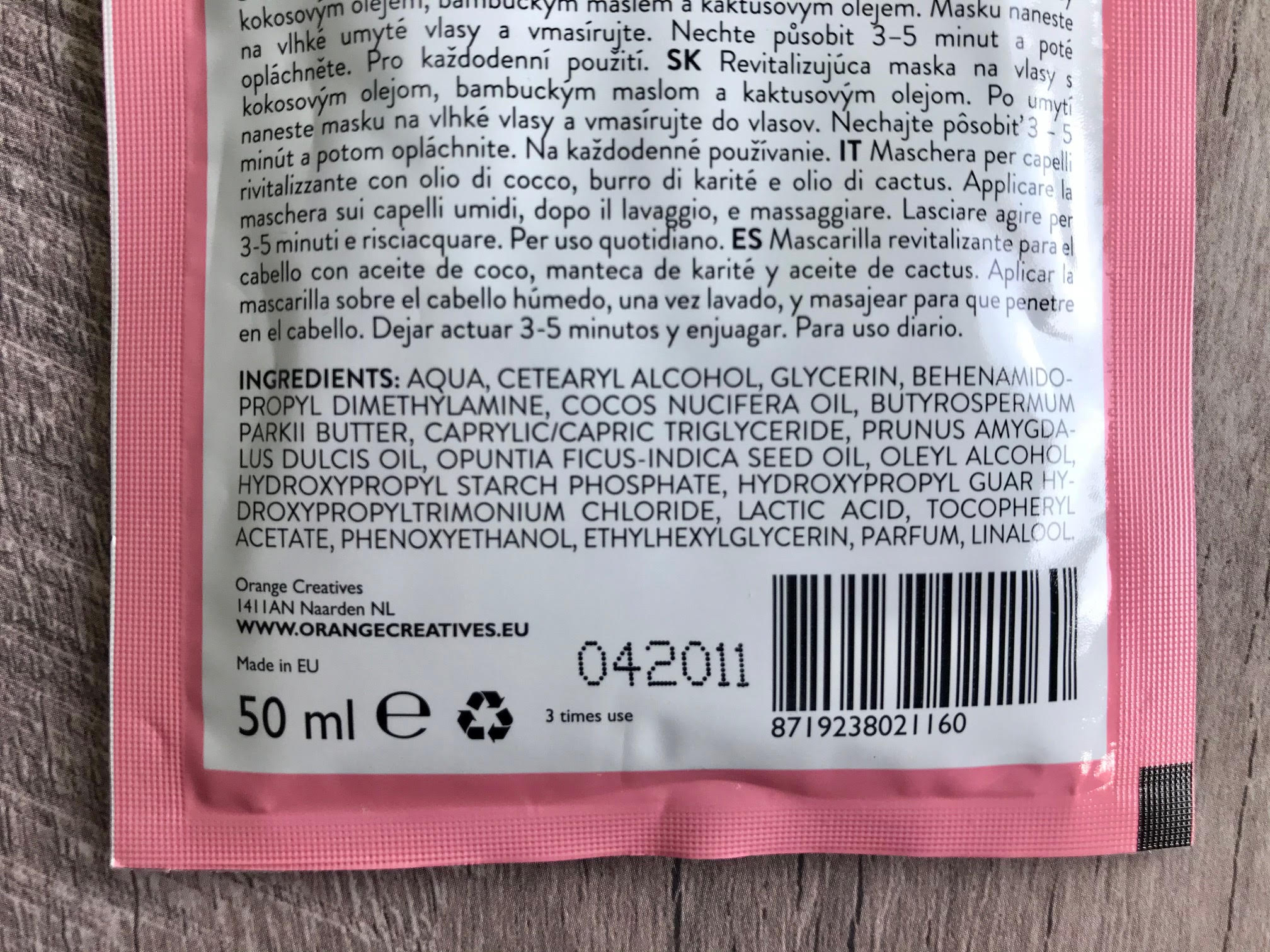 ingrediënten coconut hair mask