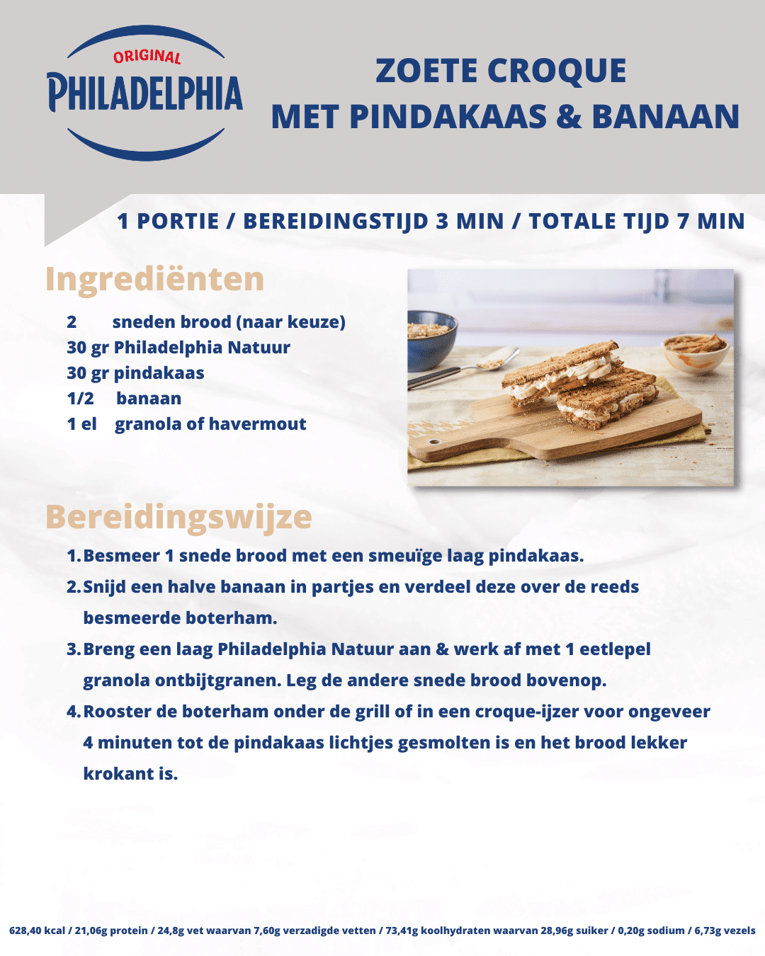 croque met pindakaas en banaan