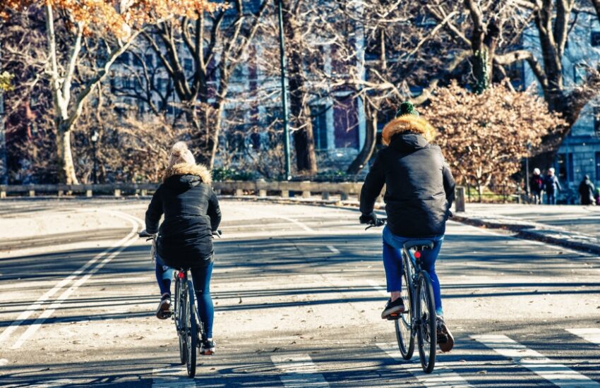 fietstocht in de winter