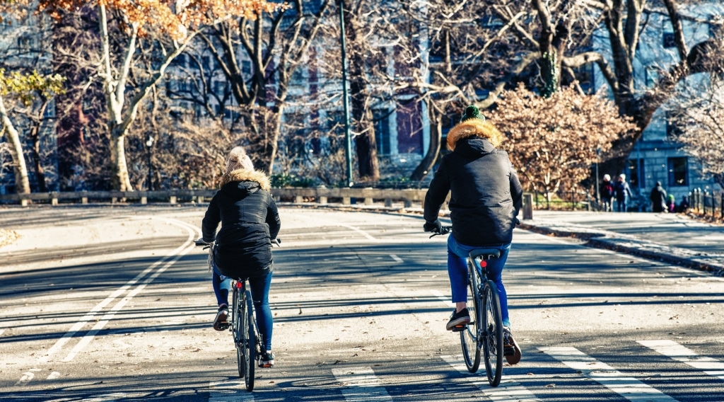 fietstocht in de winter