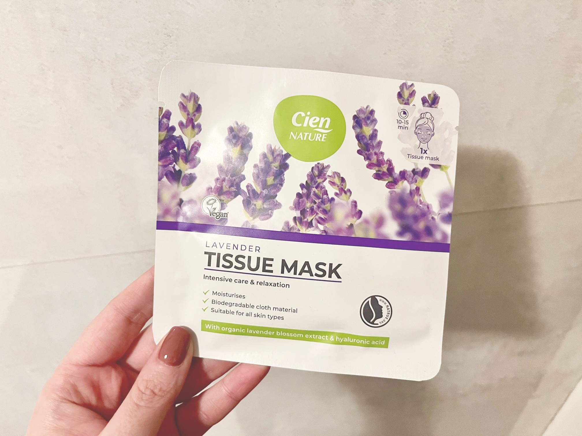 cien nature lavender tissue mask