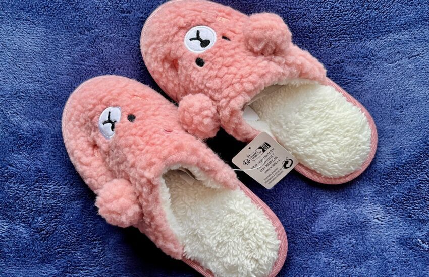 kinderpantoffels teddy roze